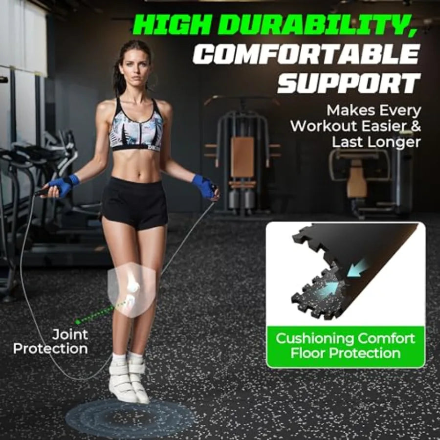 Heavy-Duty Rubber Top Gym Flooring Interlocking Mats Non-Slip