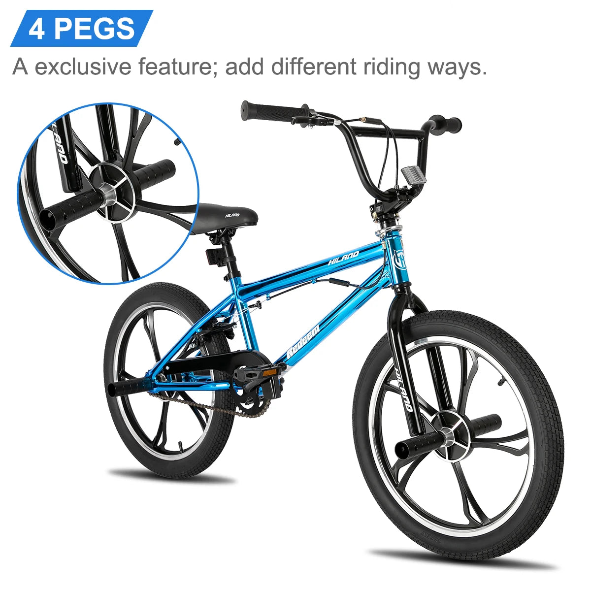 Hiland Kids BMX Bike Freestyle With 360 Degree Rotor Pegs