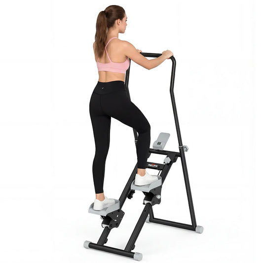 Foldable Stair Stepper With LCD Monitor And 6-Level Handlebar
