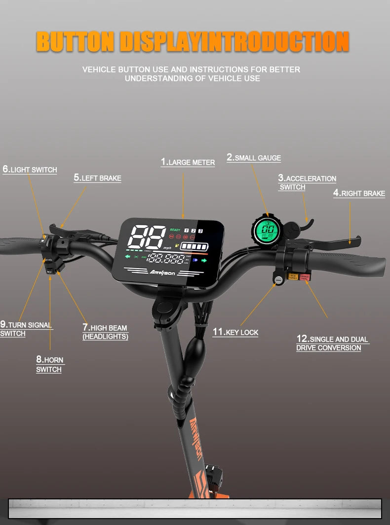 Arwibon GT08 Electric Scooter 5600W Folding Off Road