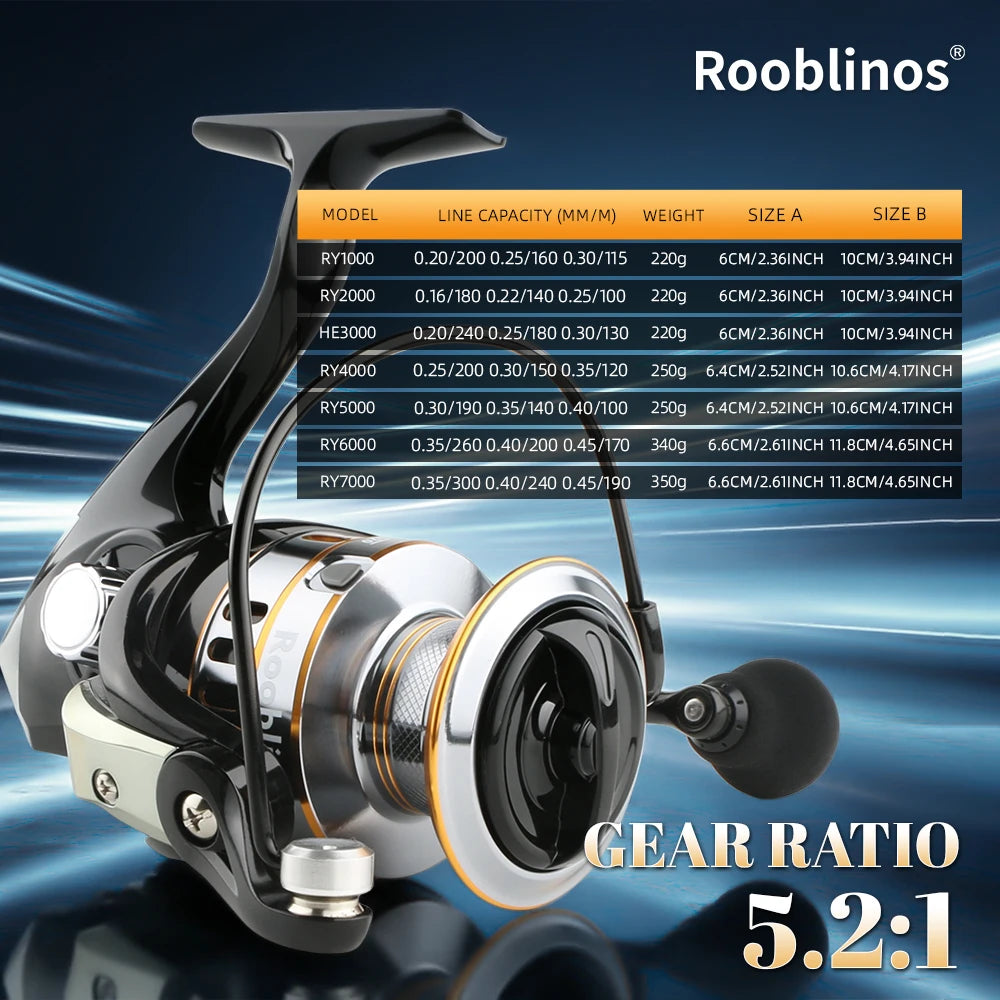 Rooblinos RY Spinning Reel Aluminum Spool Smooth Performance
