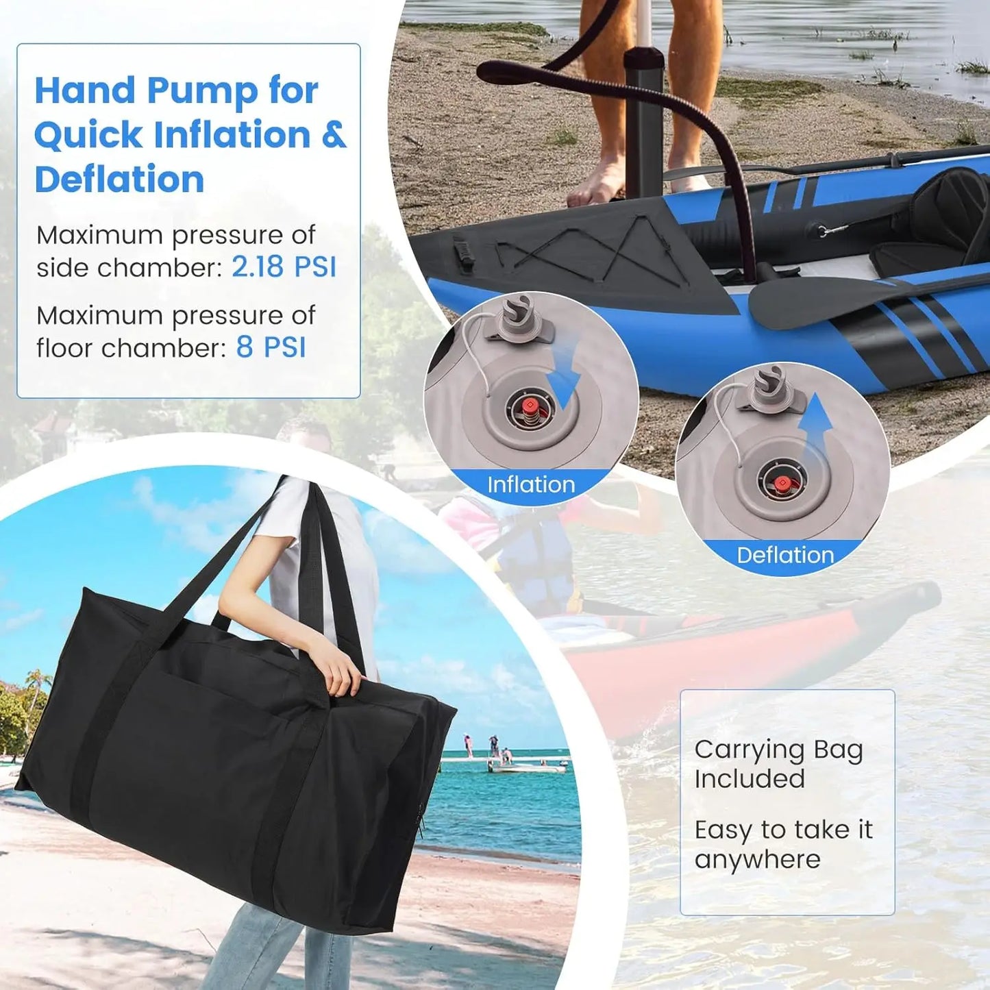 Tandem Inflatable Kayak For Two With Paddles And Accessories