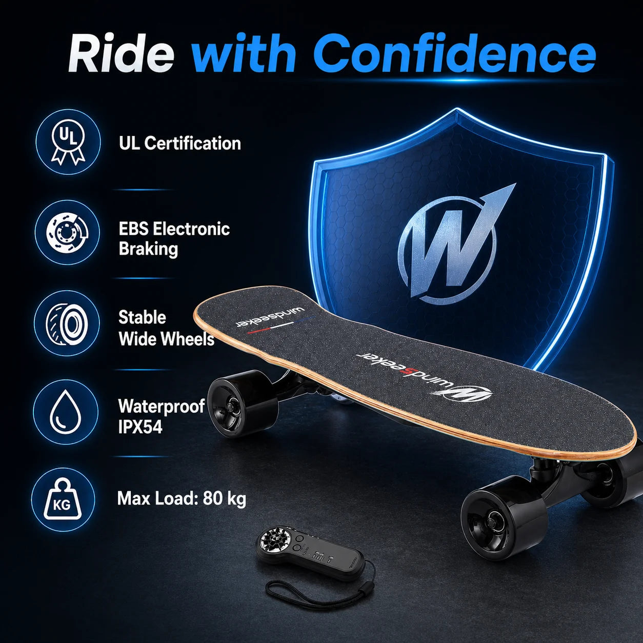 H2S Mini Electric Skateboard 350W Wireless Remote