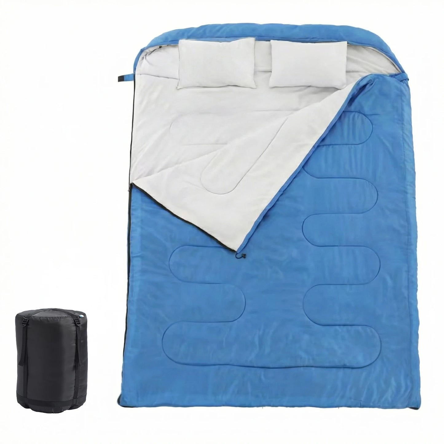 Double Sleeping Bag for Adults With Pillow Lightweight 3-Season