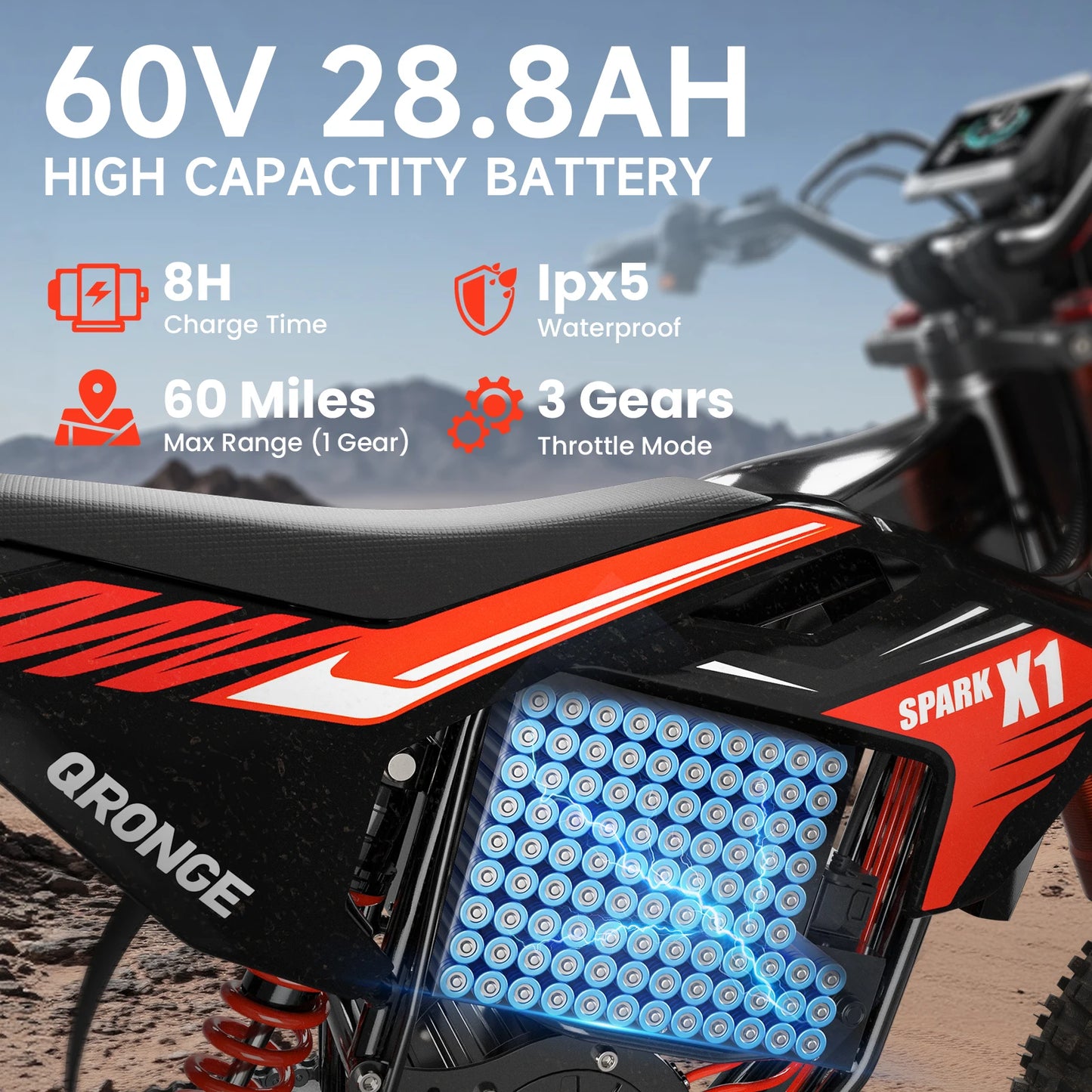 QRONGE X1 Spark Electric Dirt Bike 4500W Peak EBike