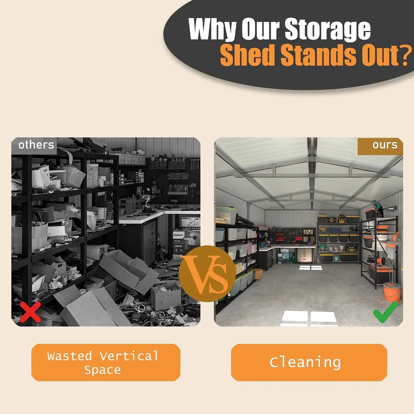 Outdoor Metal Storage Shed With Lockable Double Doors