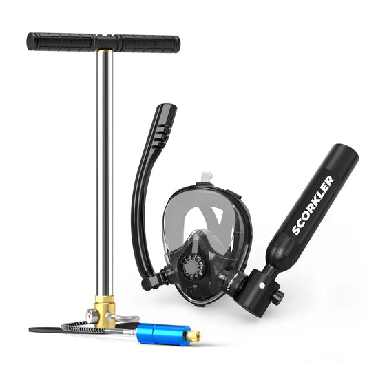 SCORKLER Mini Scuba Tank With Full Face Mask And Pump