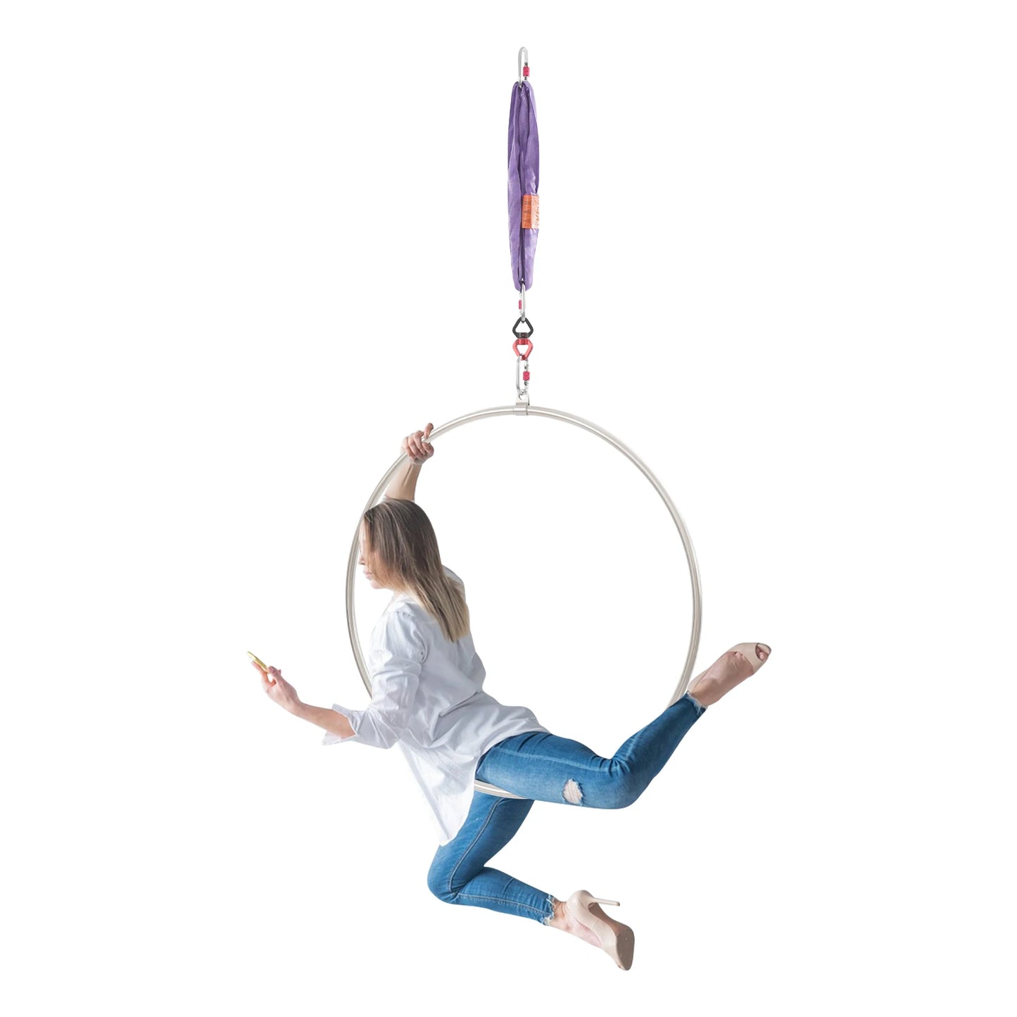 High Load Bearing Yoga Hoop Aerial Dance Circus Ring 95cm/37.4 in Aerial Hoop Kit, Stainless Steel Lyra Hoop, Circus Acrobatic Hoop