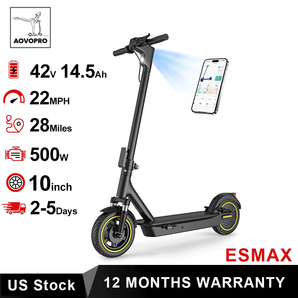 AOVOPRO ESMAX Electric Scooter 500W 22 MPH 28 Mile Range