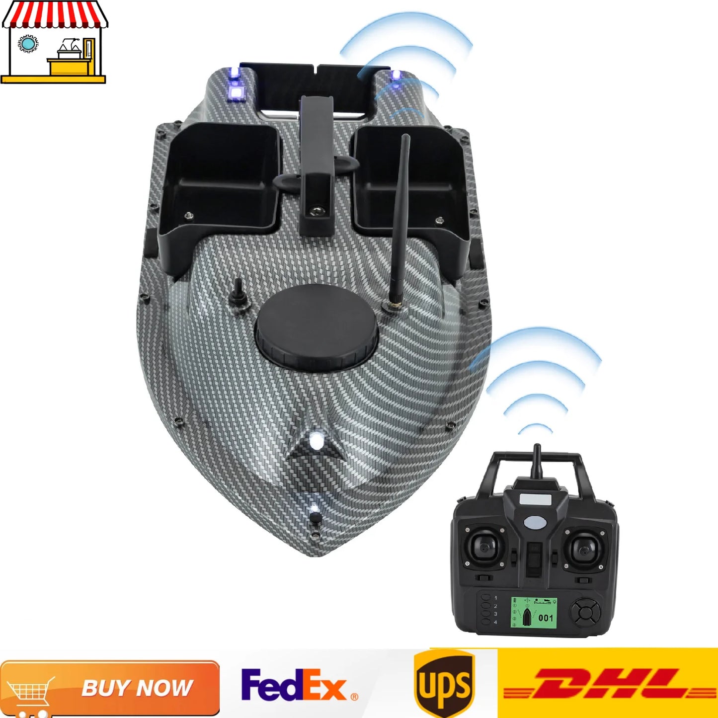 GPS Fishing Bait Boat With 2 Batteries 16 Positioning Points