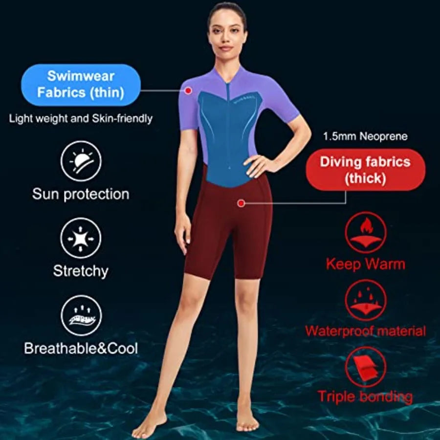 Neoprene Shorty Wetsuit For Snorkeling And Surfing