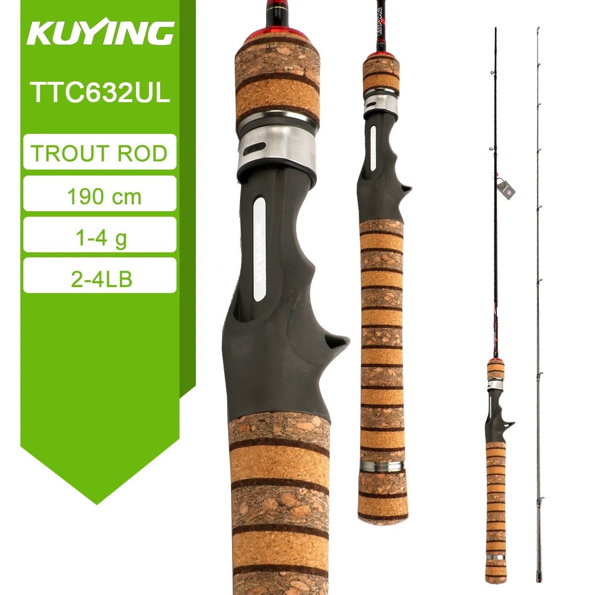 Kuying Teton Carbon Spinning Casting Rod 0.8-8g 1-8lb Fuji Parts Baitcaster