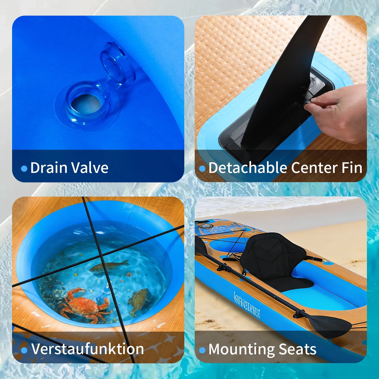 Inflatable Kayak With Detachable Seat For Fishing And Touring