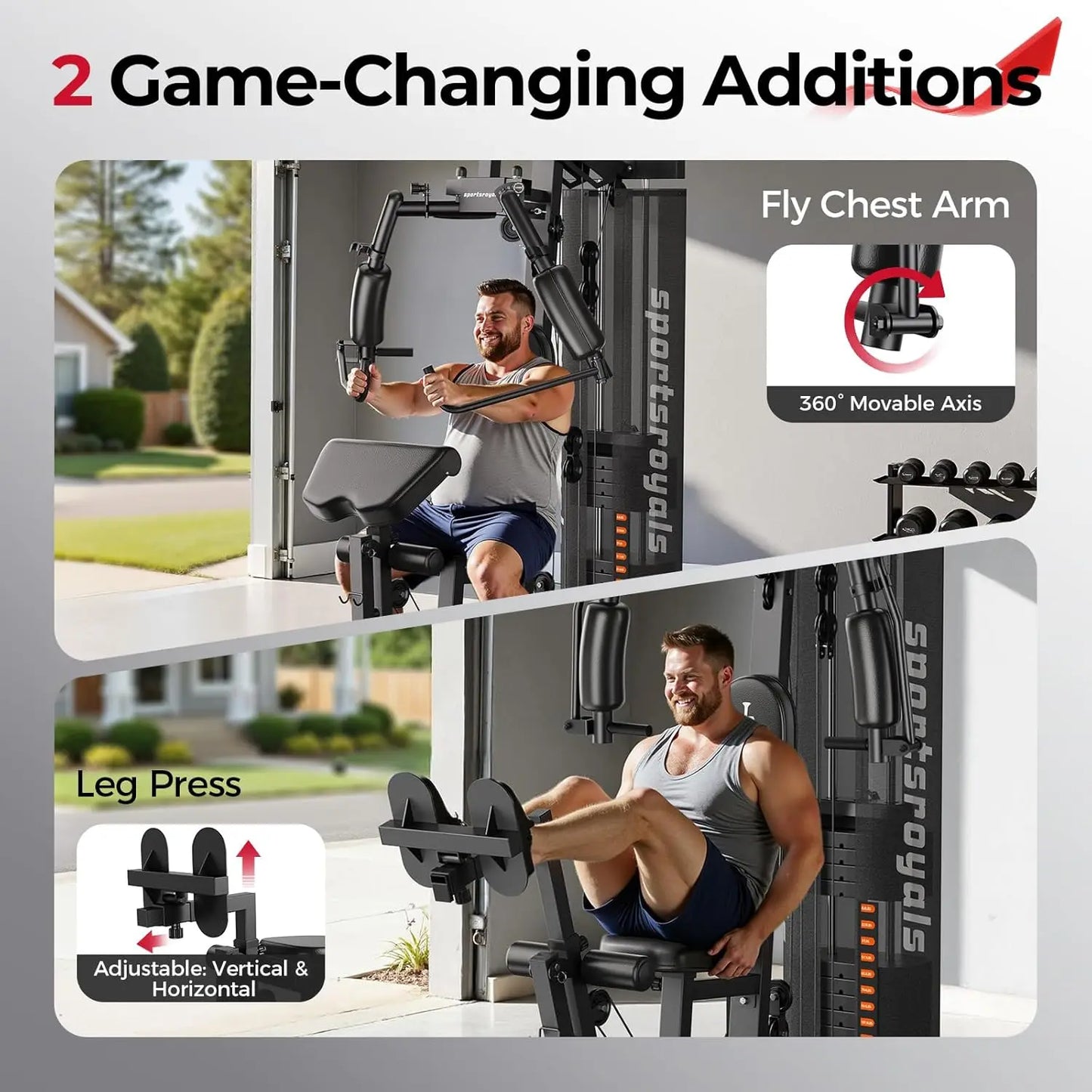 FED Fitness Home Gym 150LBS Weight Stack Pulley System