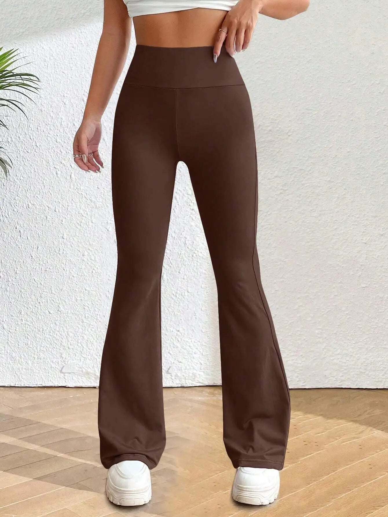 Flare Leg Pants For Women High-Waisted All-Season Elastic Waist