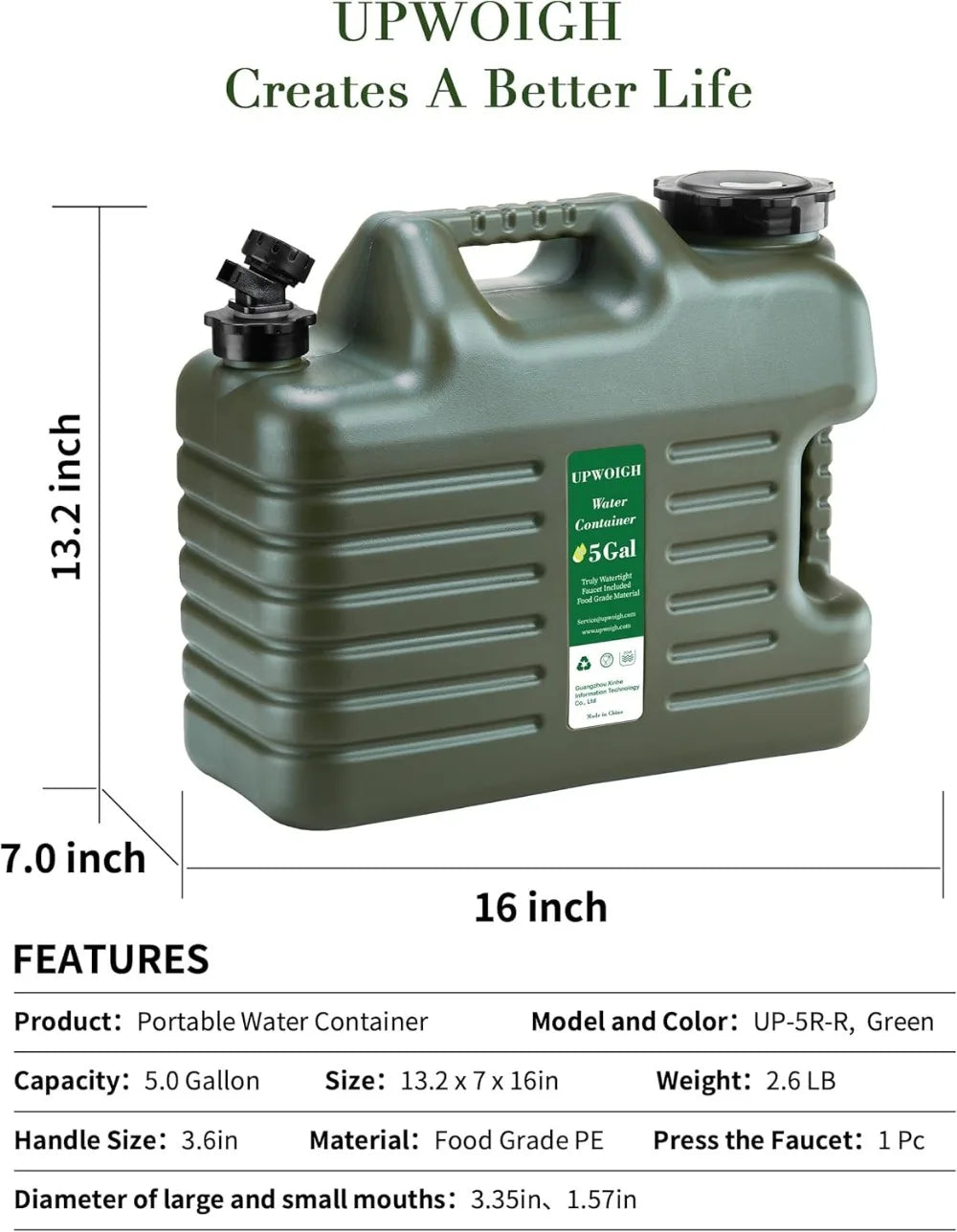Water Jug Set for Outdoors BPA Free Leakproof 2 Jugs