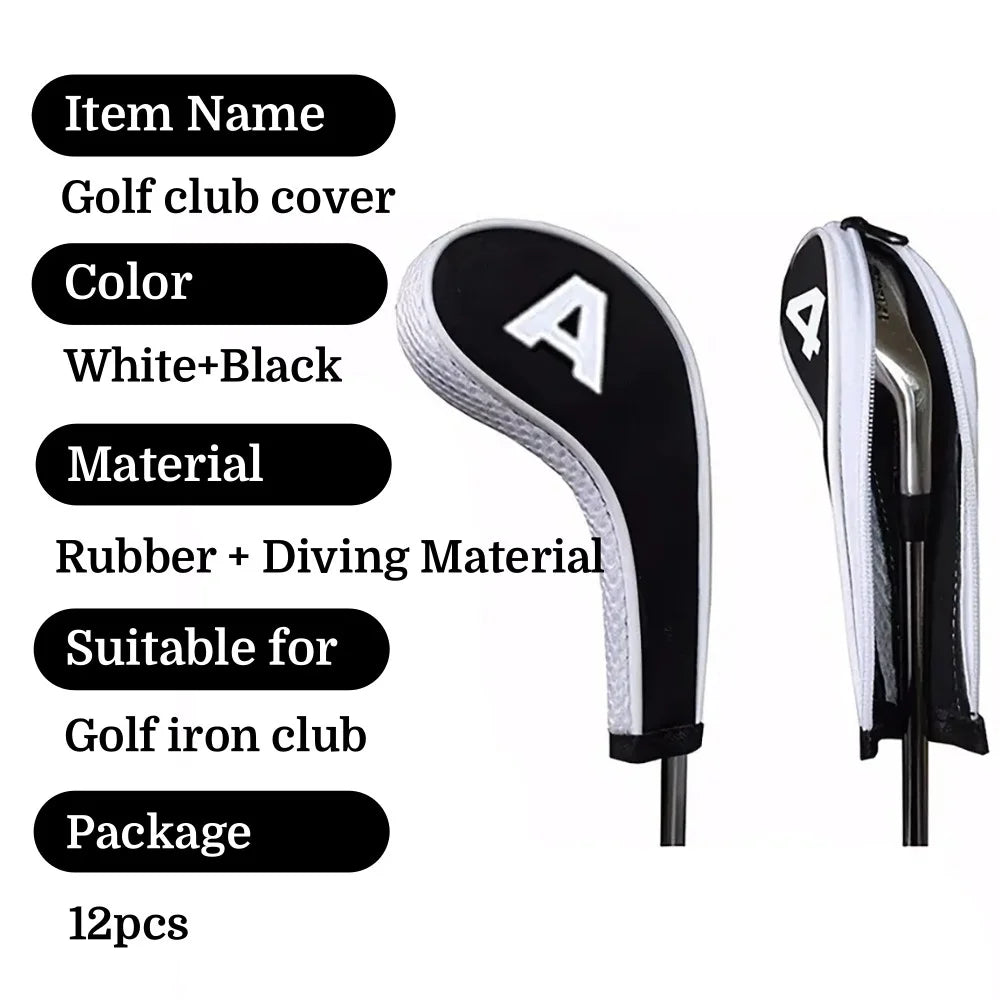 Protective Golf Club Covers 12-Piece Neoprene Driver Head Covers