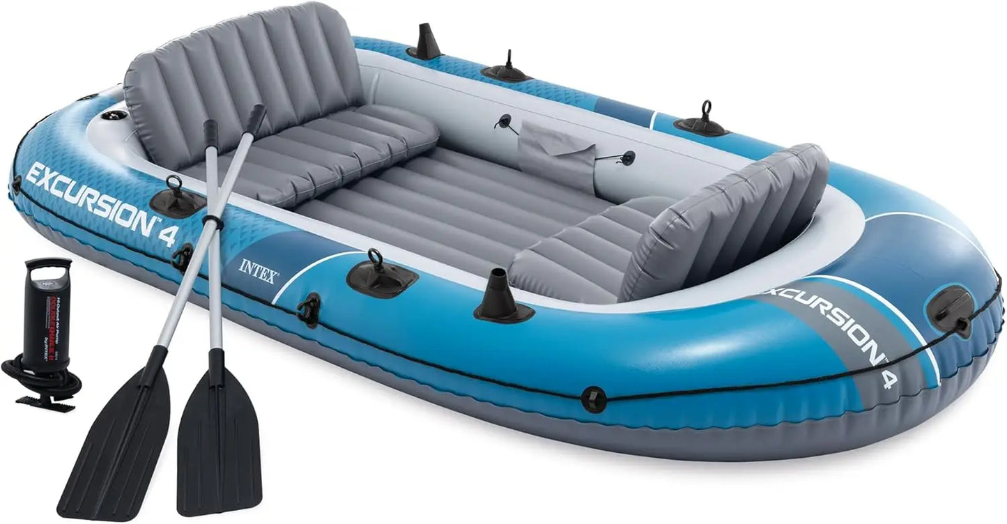 4 Person Inflatable Boat With Aluminum Oars And Pump