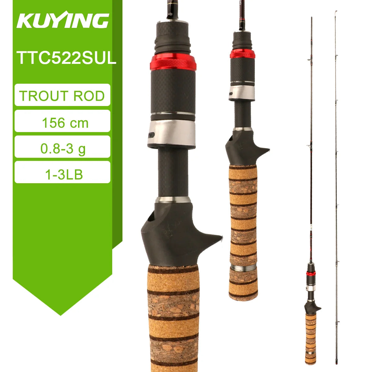 Kuying Teton Carbon Spinning Casting Rod 0.8-8g 1-8lb Fuji Parts Baitcaster