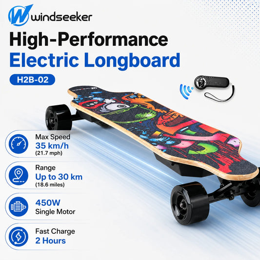 Windseeker H2B02 Electric Longboard Skateboard 450W 35KMH