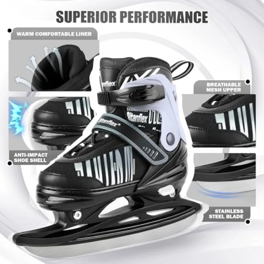 Adjustable Ice Skates For Kids Ages 4-12 Beginners Hockey