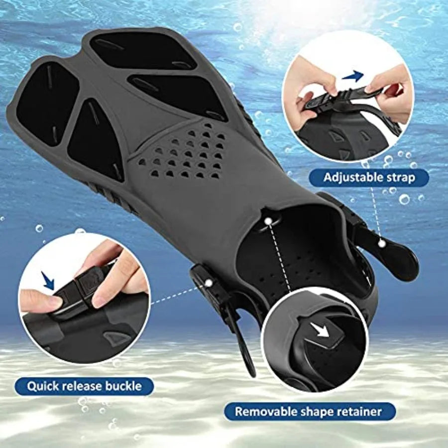 Swim Fins Set For Snorkeling And Diving