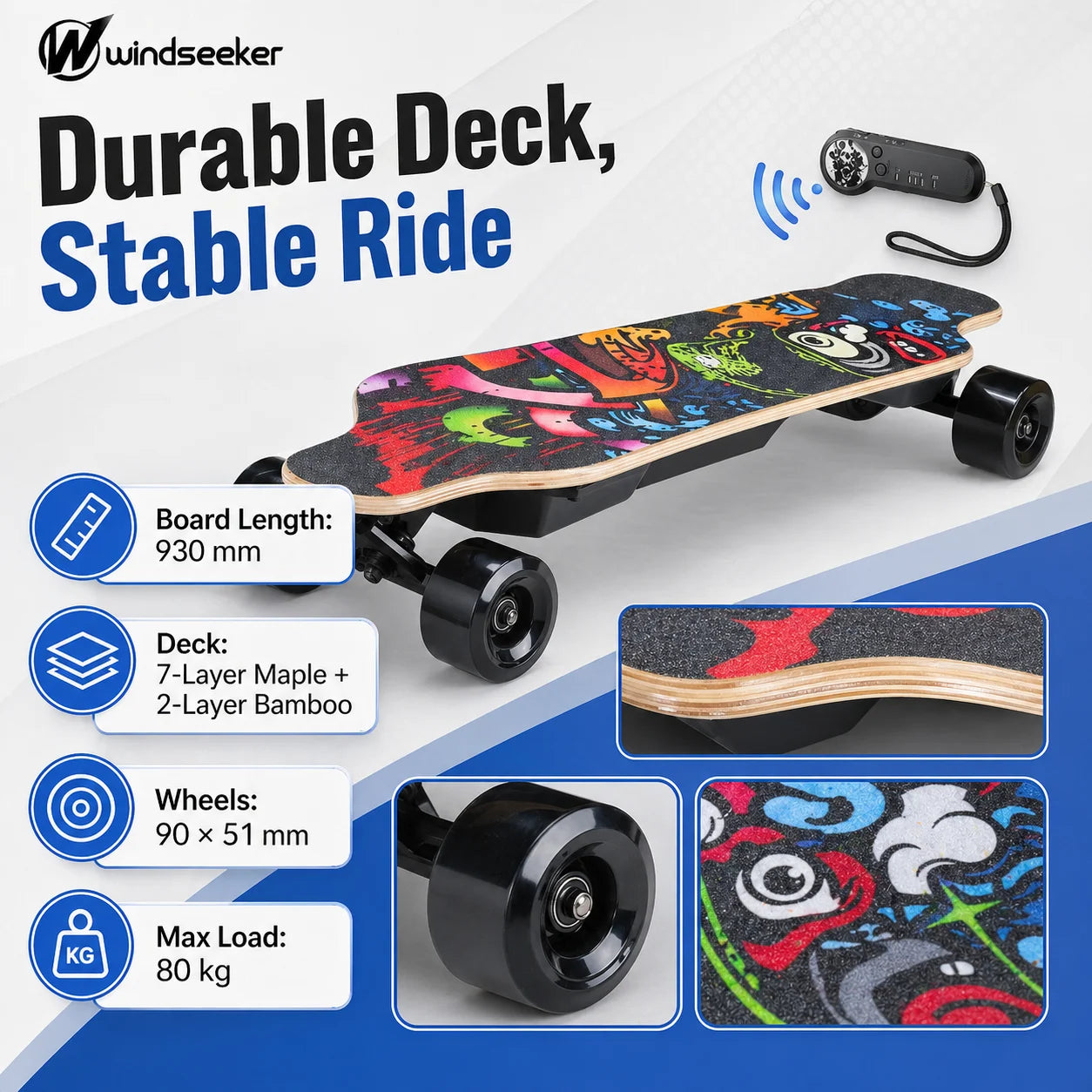 Windseeker H2B02 Electric Longboard Skateboard 450W 35KMH