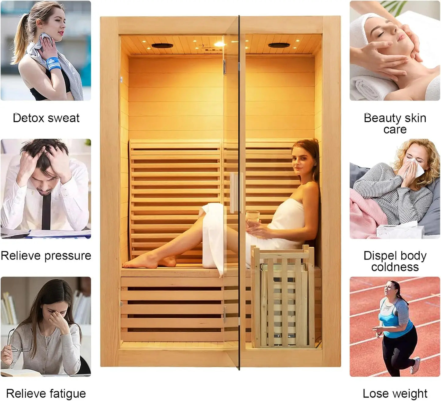 SMARTMAK Hemlock Indoor Sauna With 3.5kW Harvia Heater