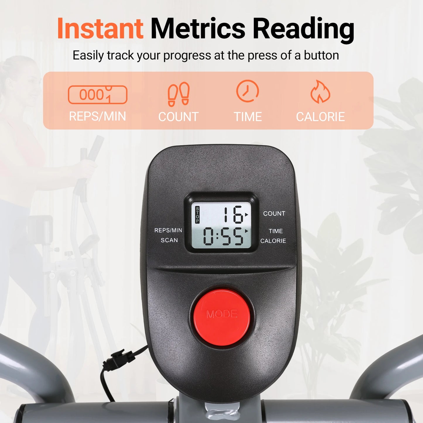 ALIILEE Home Cardio Elliptical With LCD Monitor Foldable Fitness Equipment