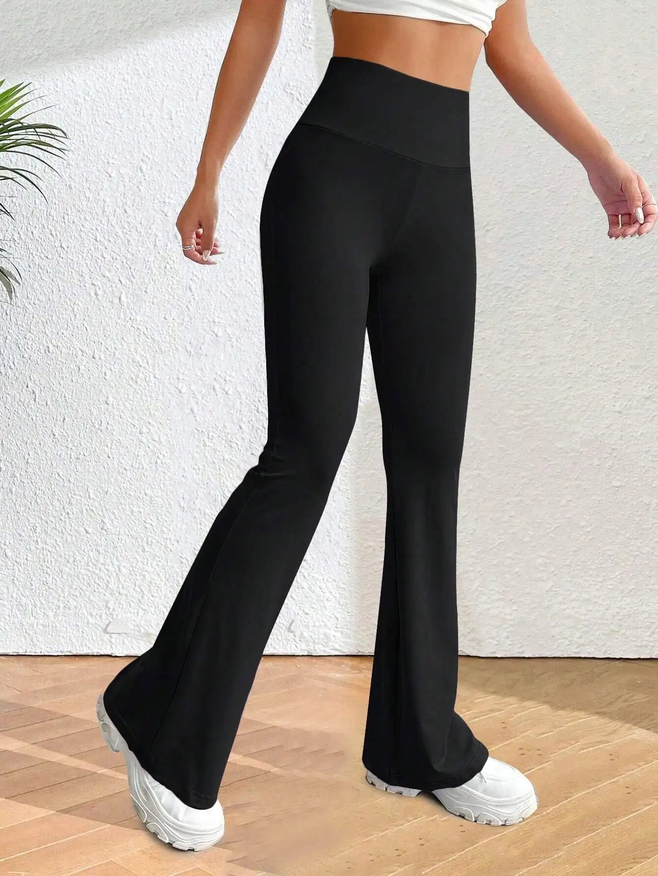 Flare Leg Pants For Women High-Waisted All-Season Elastic Waist