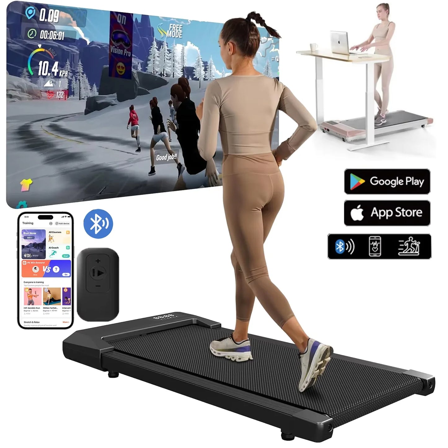 Superun 2in1 Treadmill For Home 2.5HP LCD Display Bluetooth