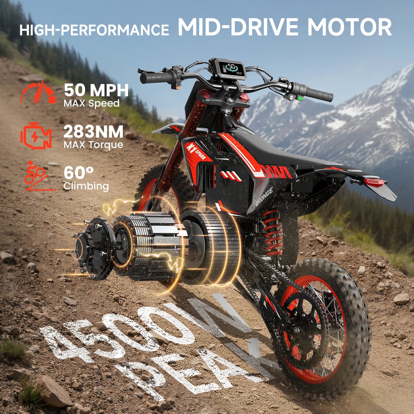 QRONGE X1 Spark Electric Dirt Bike 4500W Peak EBike