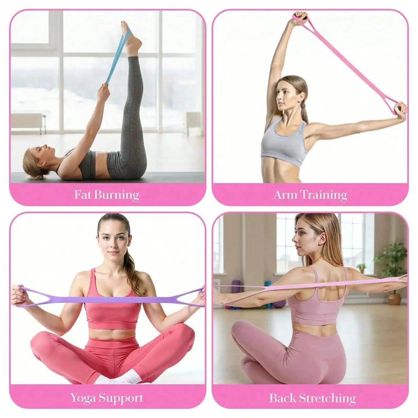 3pc Figure 8 Resistance Band Set for Shoulders and Chest