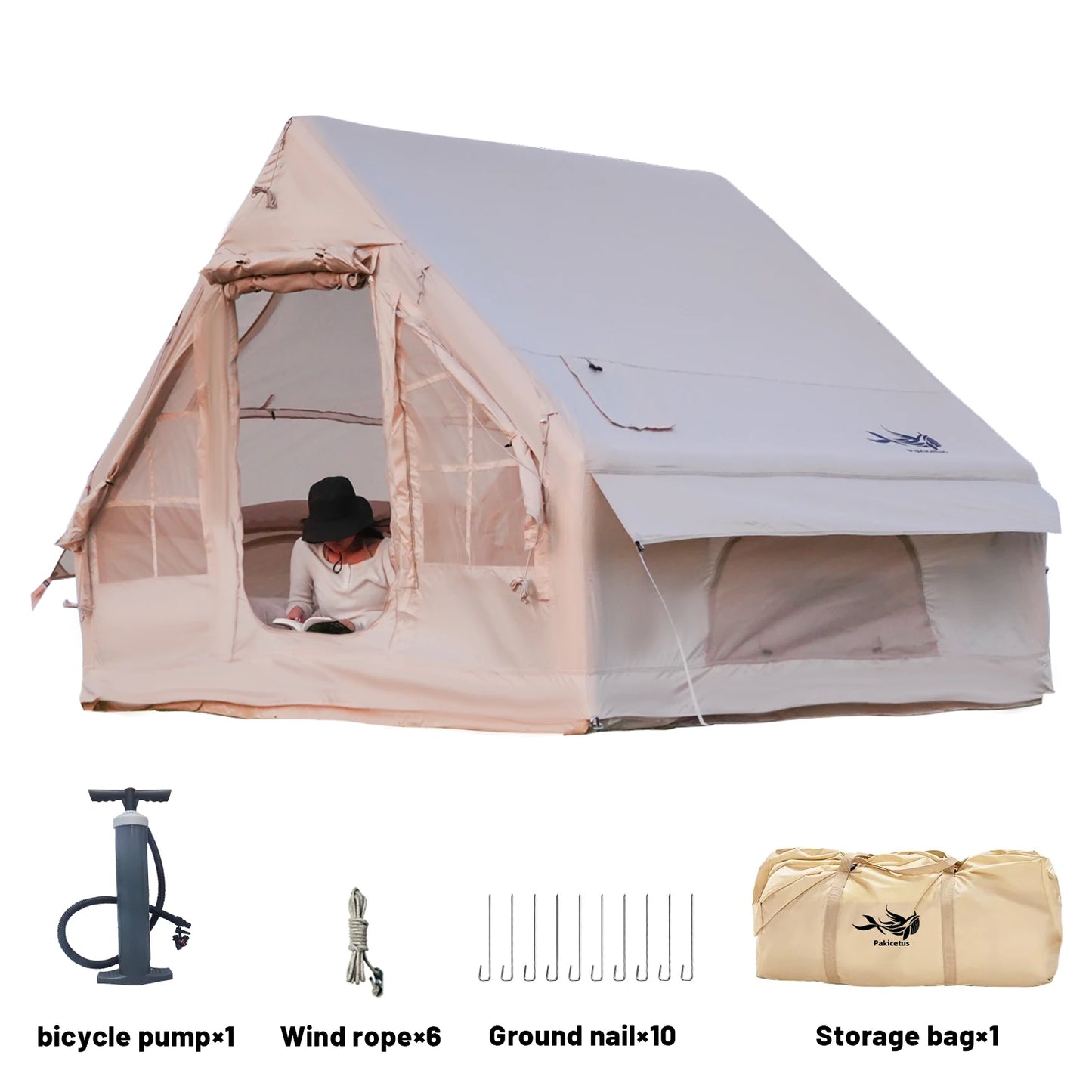 Pakicetus Luxury Inflatable Camping Tent For Family Use Stove Plug