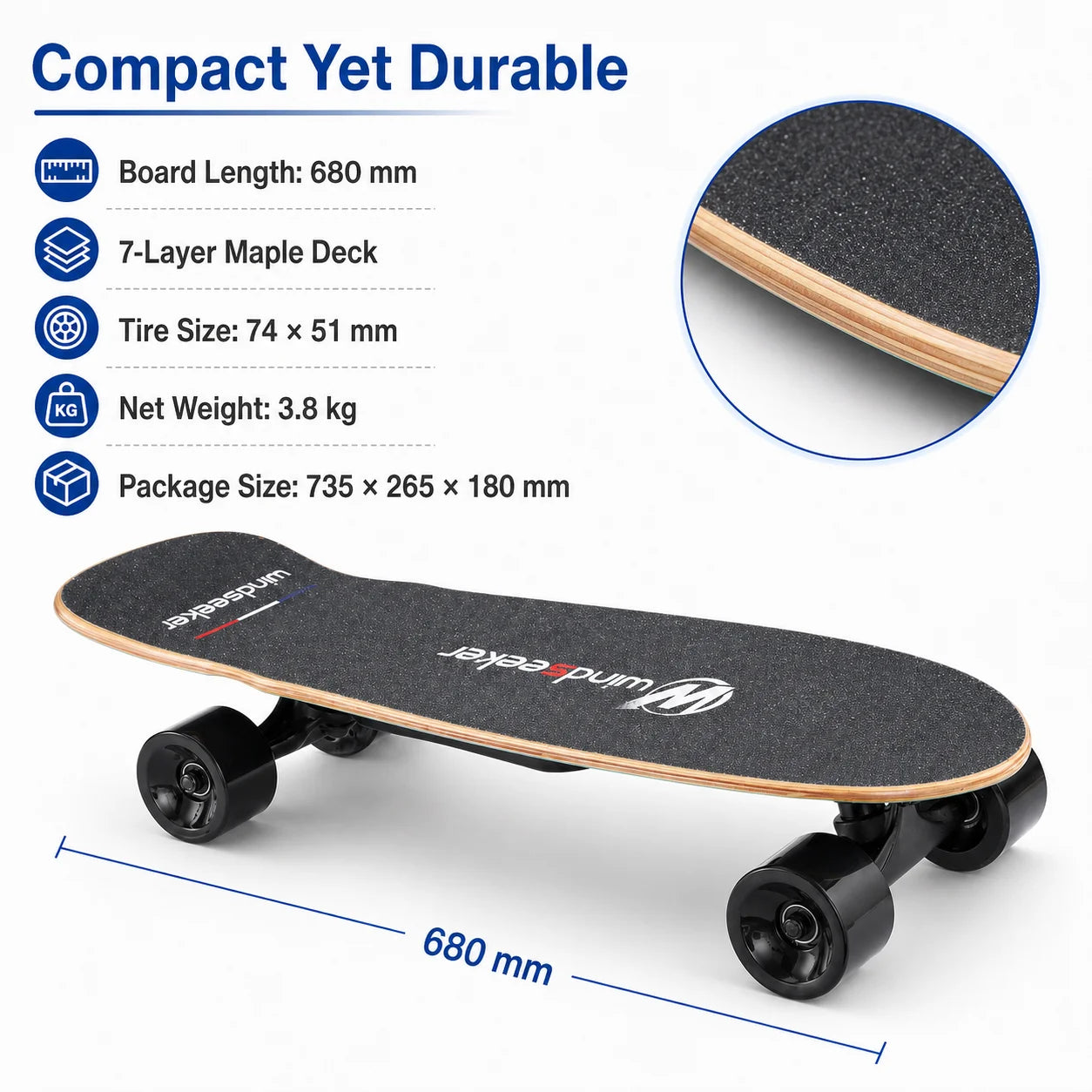 H2S Mini Electric Skateboard 350W Wireless Remote