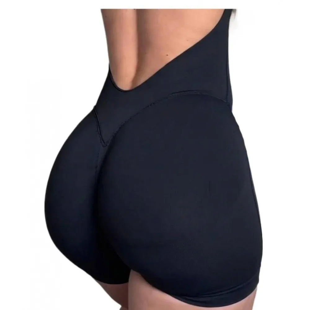 Women Seamless Knit Open Back Yoga Jumpsuit Nylon Elastane Breathable