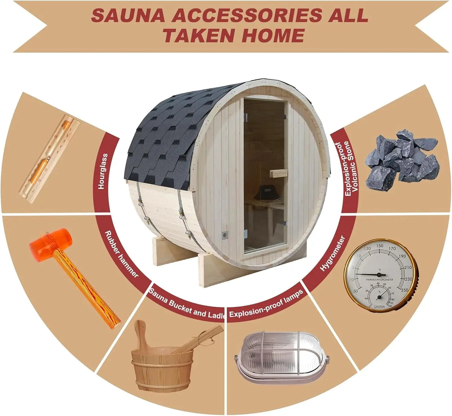SMARTMAK Outdoor Barrel Sauna With Harvia Heater