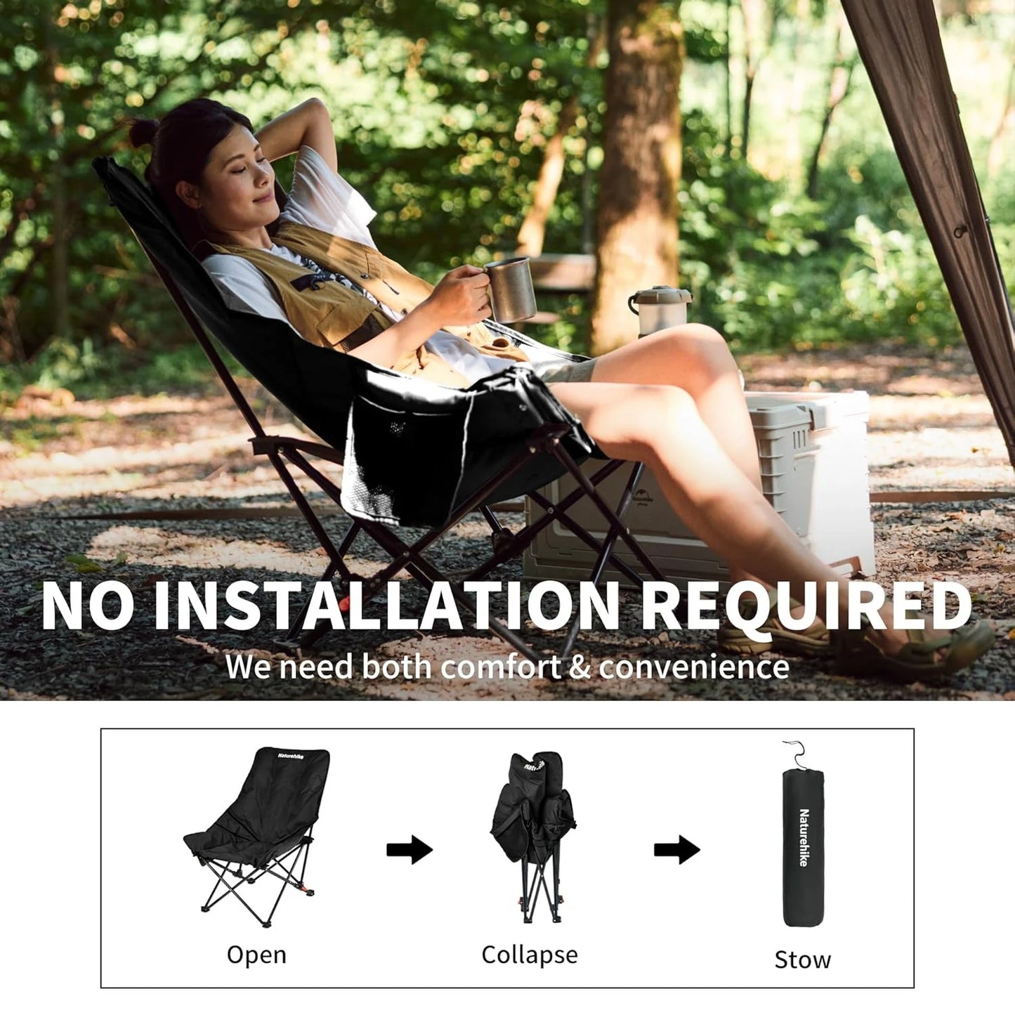 Naturehike Sea Star Recliner Outdoor Folding High Back Moon Chair