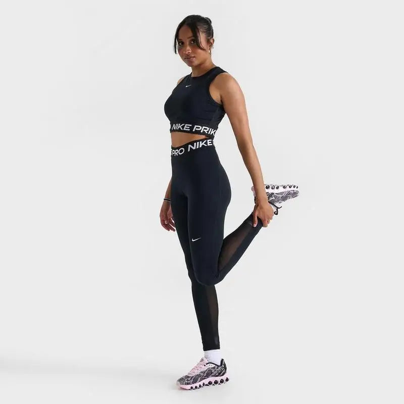 Nike Womens Pro Running Tights High-Waisted With Mesh Panels
