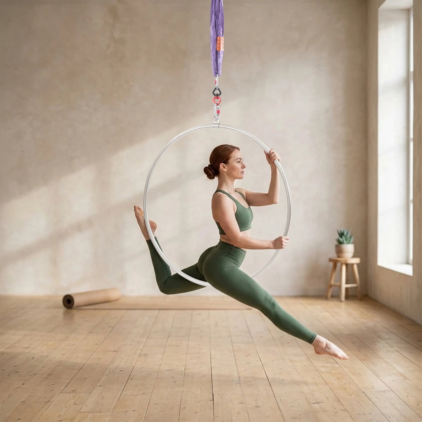 High Load Bearing Yoga Hoop Aerial Dance Circus Ring 95cm/37.4 in Aerial Hoop Kit, Stainless Steel Lyra Hoop, Circus Acrobatic Hoop
