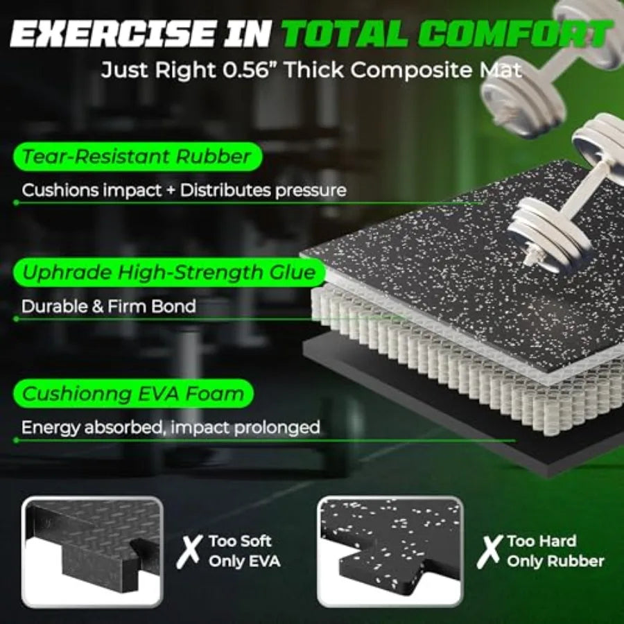 Heavy-Duty Rubber Top Gym Flooring Interlocking Mats Non-Slip