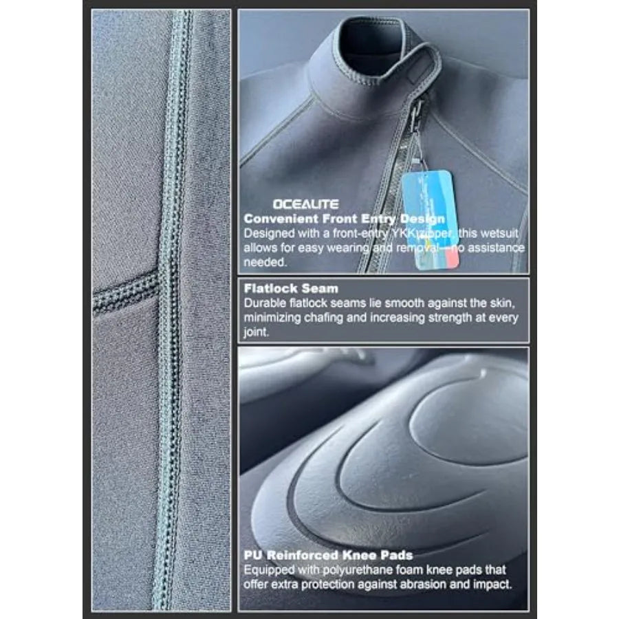 Unisex Front Zip Full Wetsuit Neoprene For Watersports