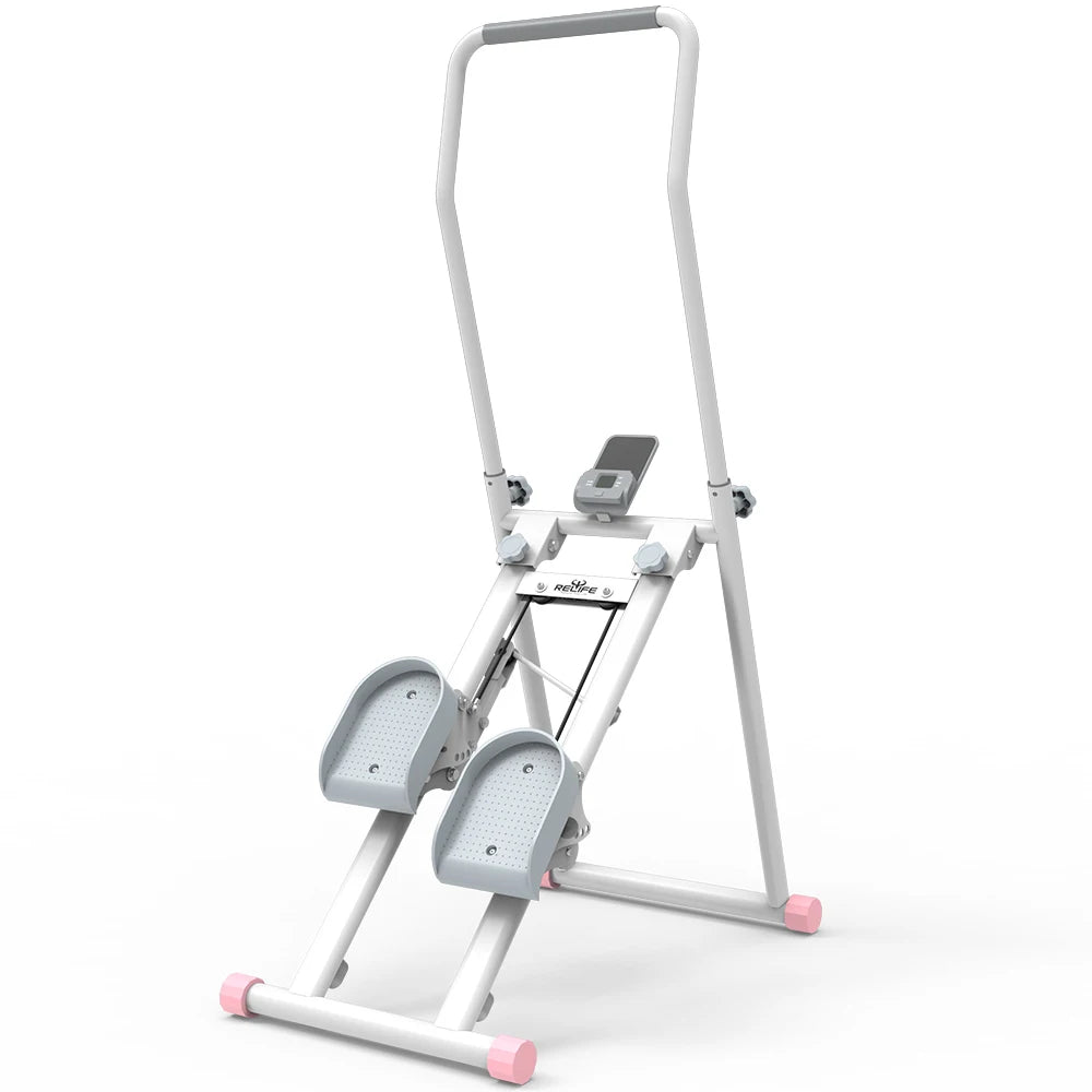 Foldable Stair Stepper With LCD Monitor And 6-Level Handlebar