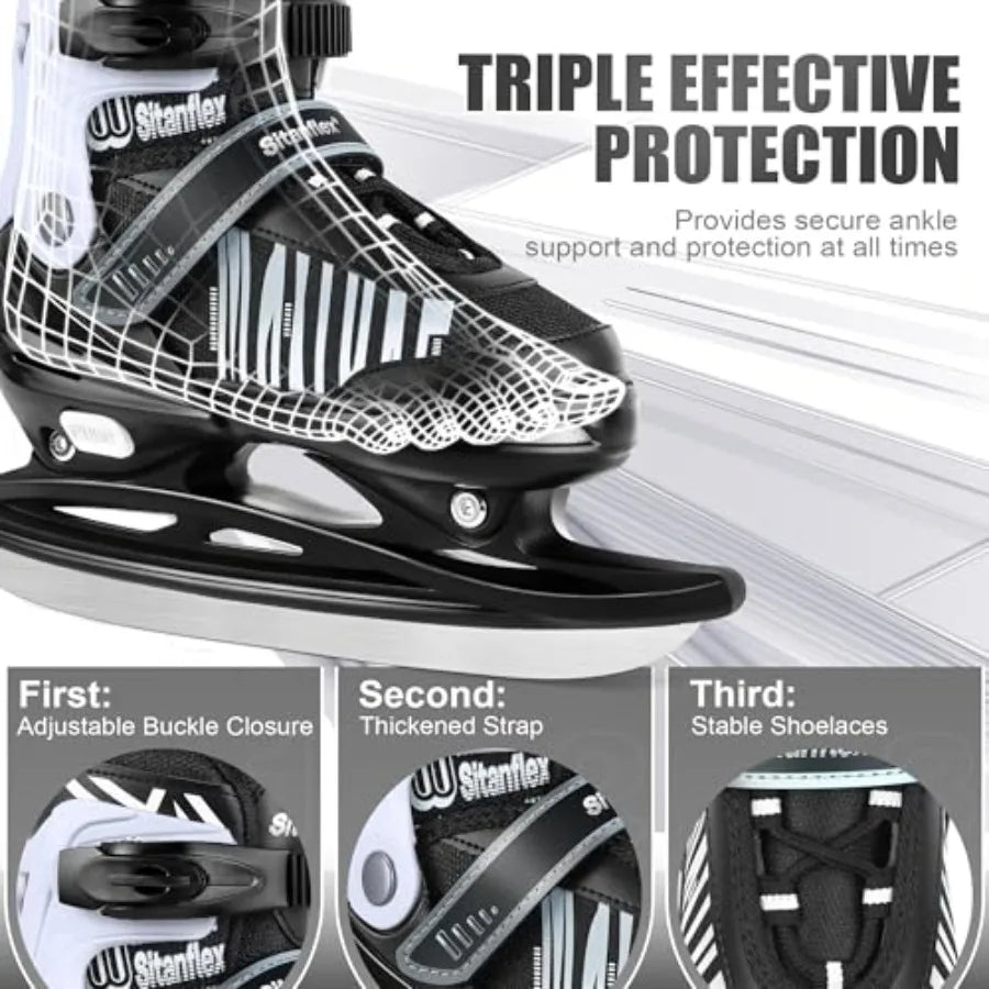 Adjustable Ice Skates For Kids Ages 4-12 Beginners Hockey