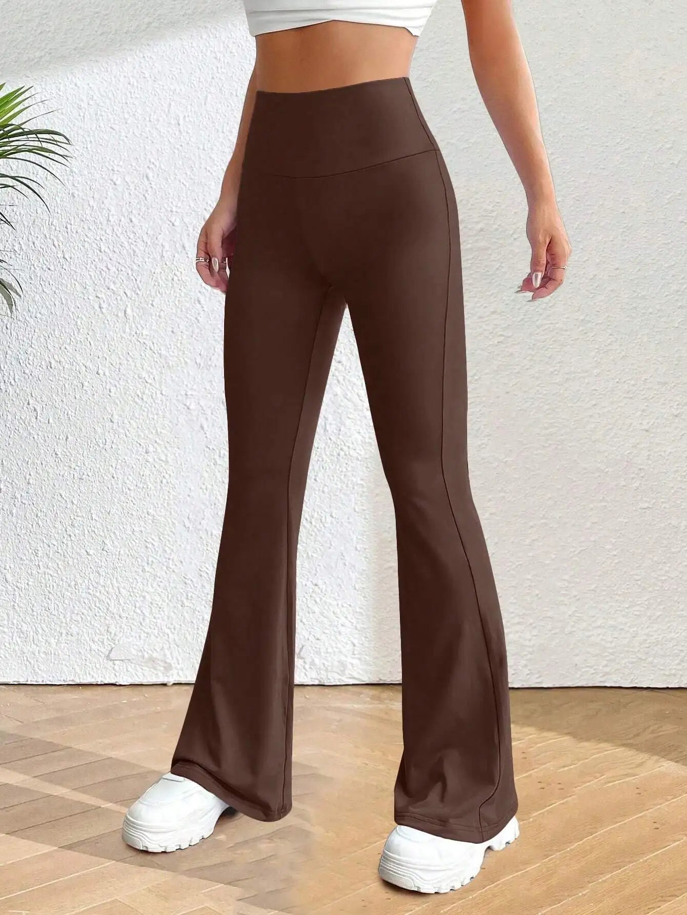 Flare Leg Pants For Women High-Waisted All-Season Elastic Waist