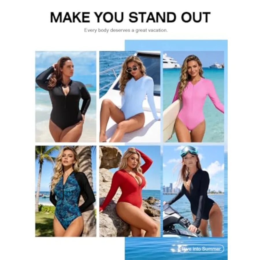 Women's Long Sleeve Rash Guard UV Protection Swimsuit