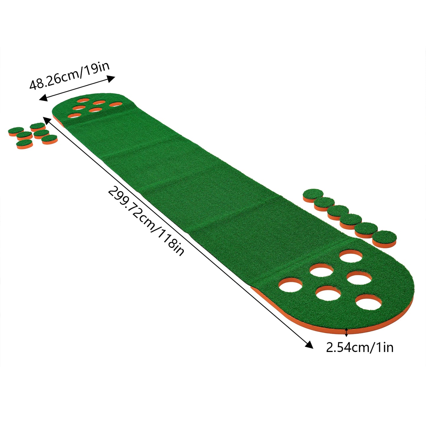Foldable Golf Putting Mat With 2 Clubs And 2 Balls