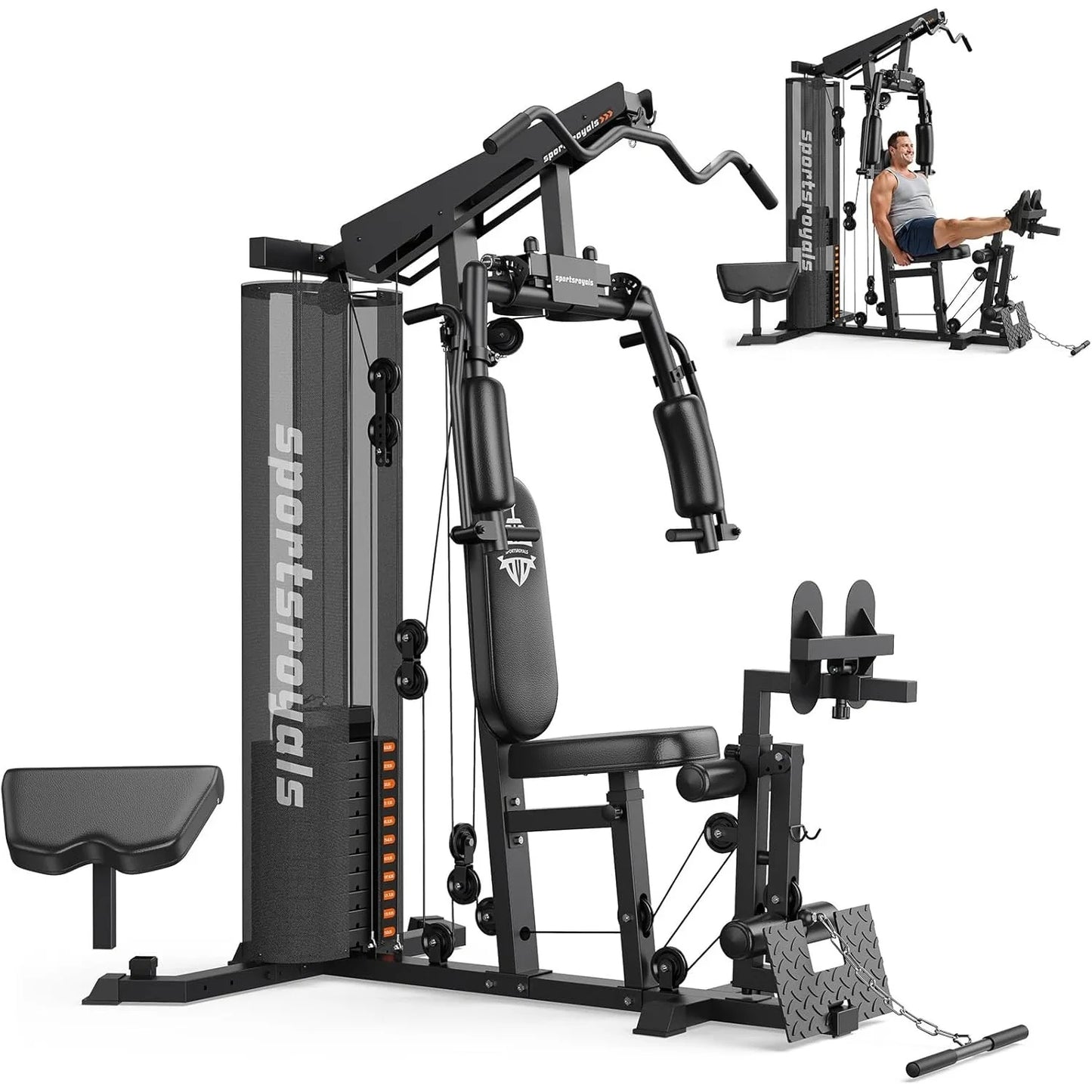 FED Fitness Home Gym 150LBS Weight Stack Pulley System