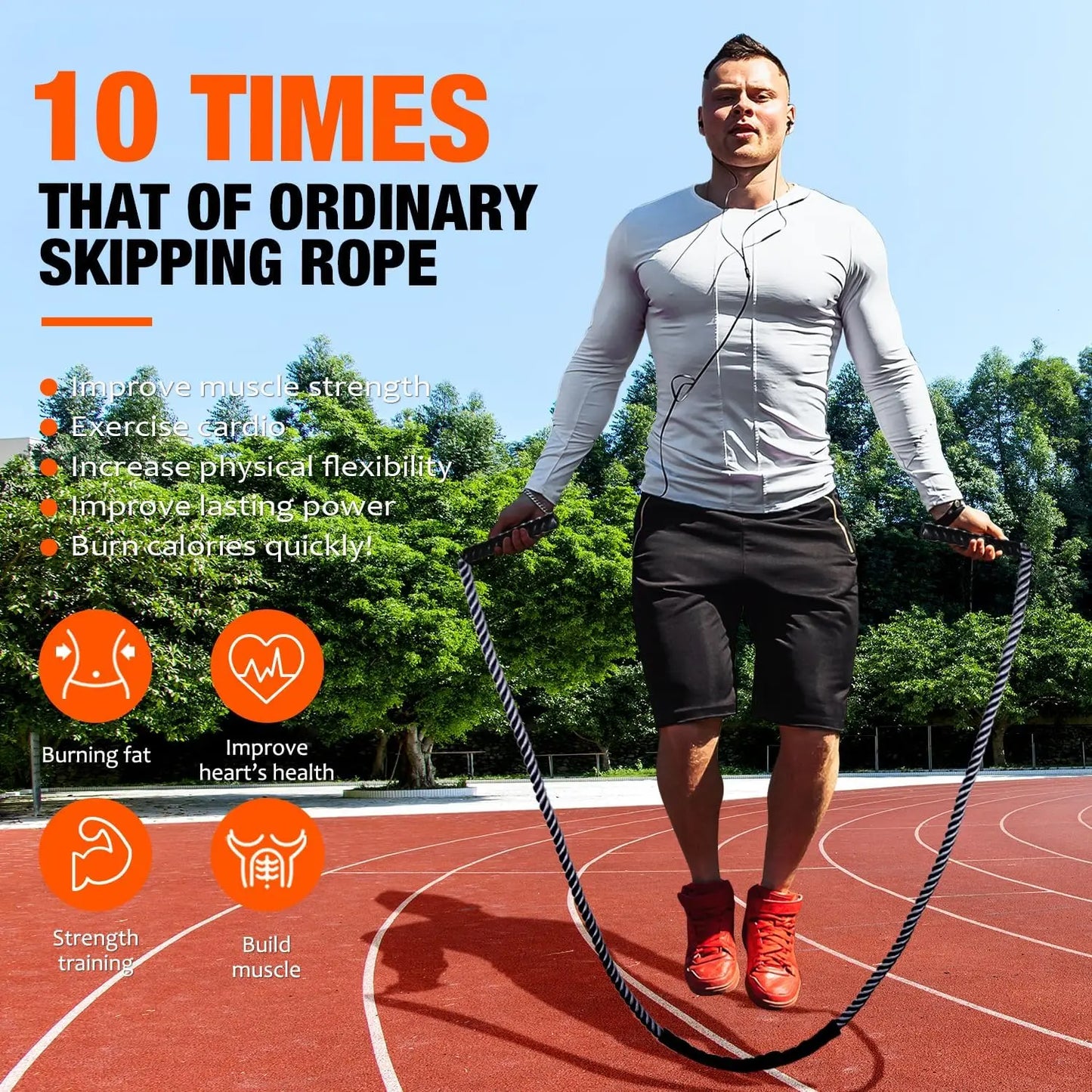 Weighted Jump Rope for Fitness, Heavy Skipping Rope for Cardio