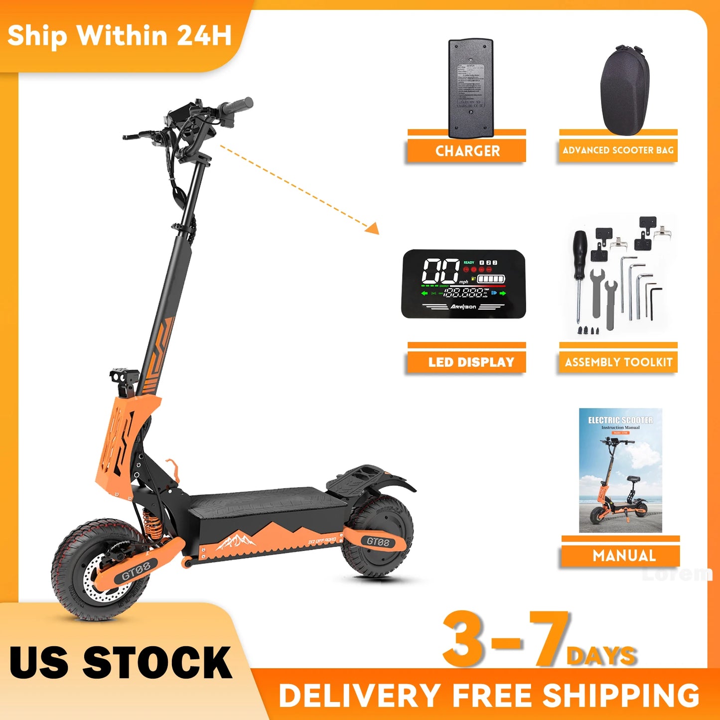 Arwibon GT08 Electric Scooter 5600W Folding Off Road